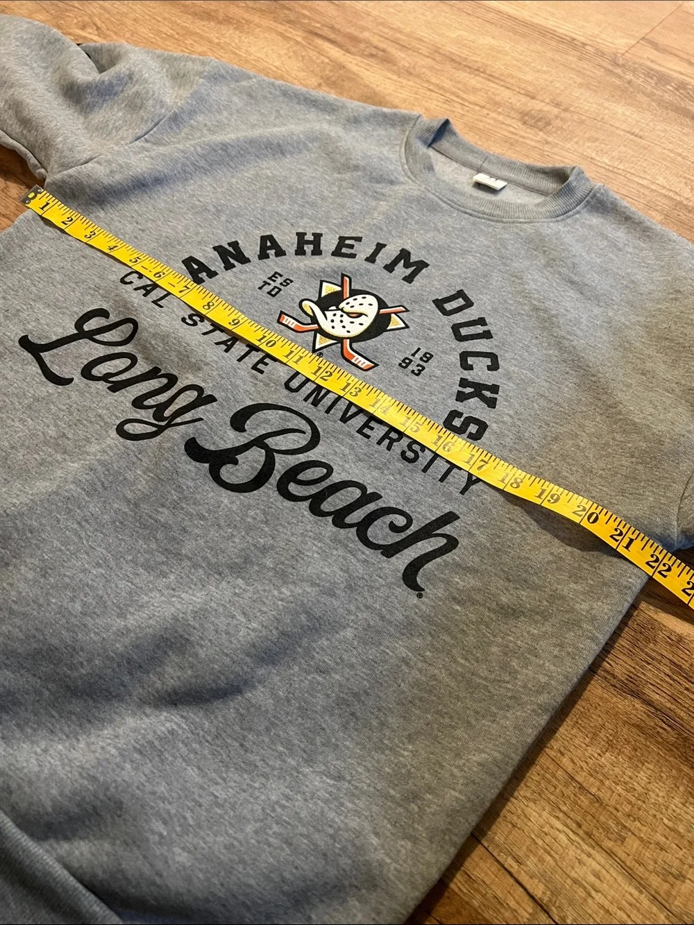Cal State Long Beach Anaheim Ducks Gray Crewneck Sweatshirt
